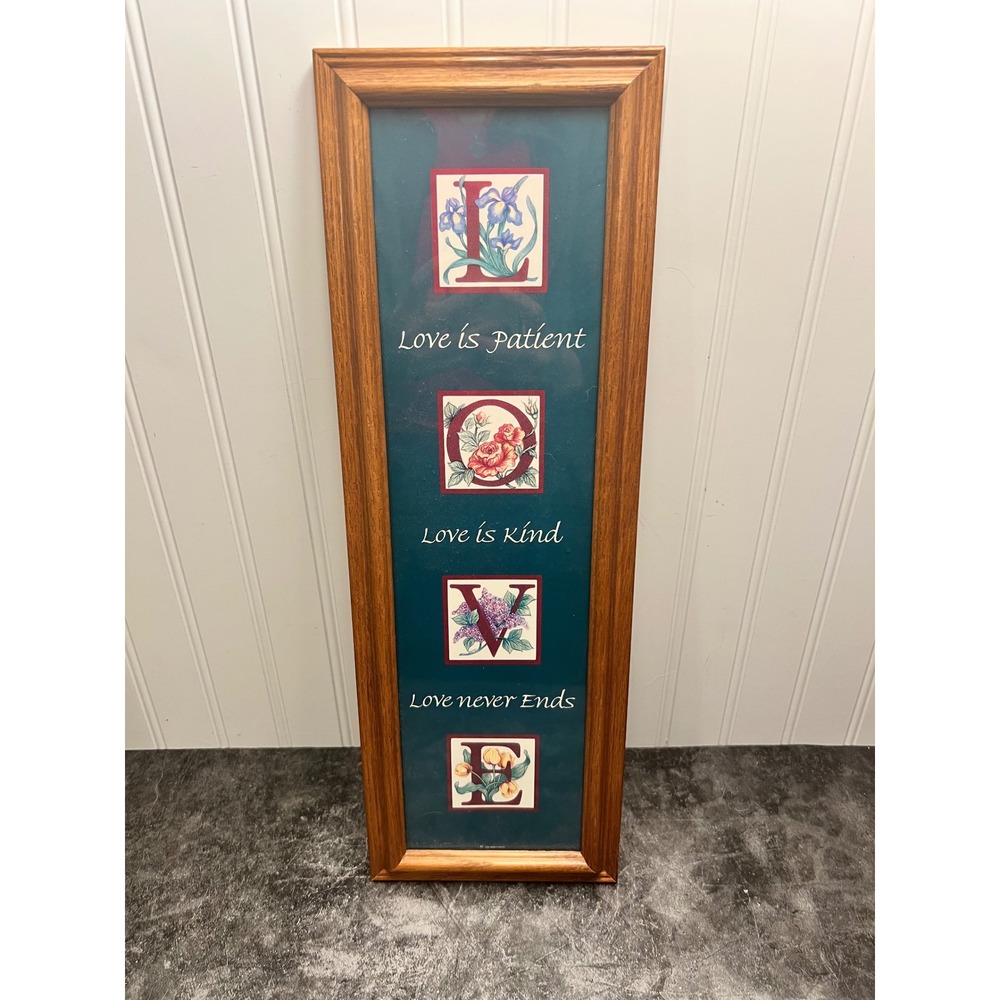 Vintage Framed Print | Scripture | Love is Patient | Cottage